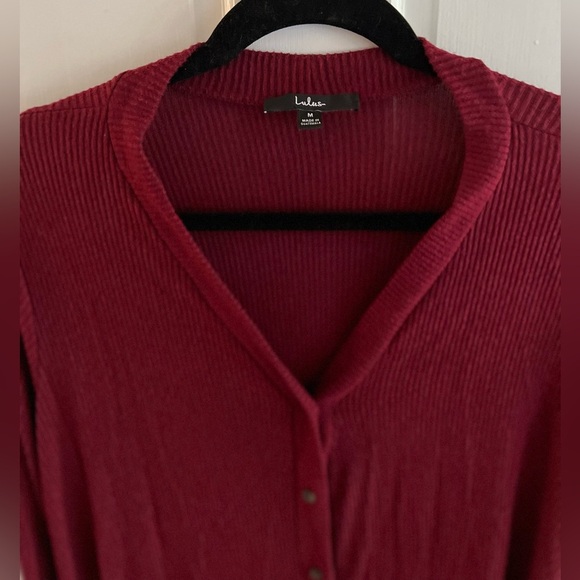 LULUS RED Ribbed Lightweight Cardigan Dress, Size M - Picture 2 of 10